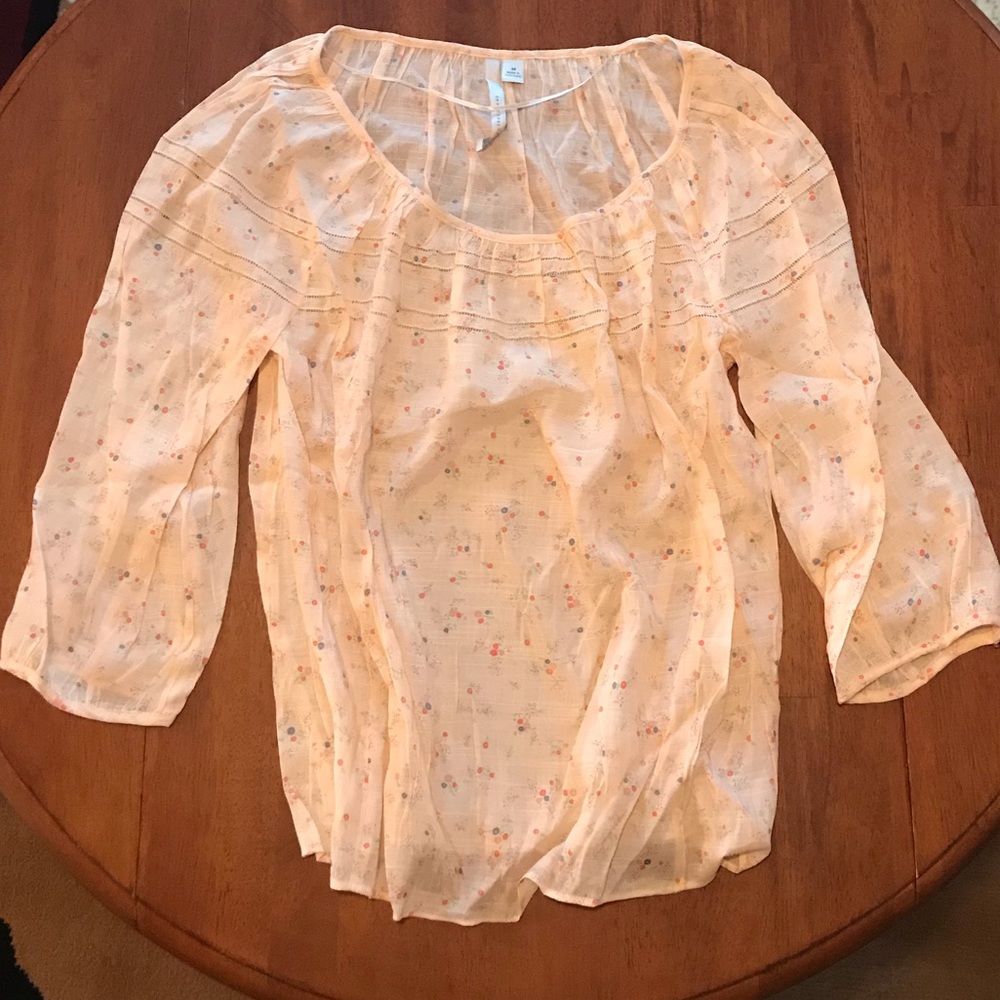 Lauren Conrad sheer spring pattern blouse